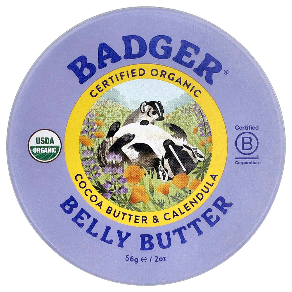 Badger, Органическое масло для живота, масло какао и календула, 56 г (2 унции)