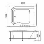Ванна акриловая Gemy Water Channel G9265 K 200x152 белая с гидромассажем