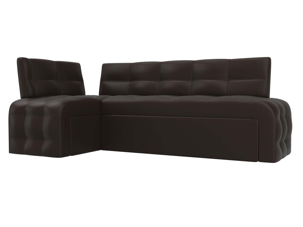 Диван кухонный угловой Люксор левый угол, Коричневый, Экокожа, 28596L