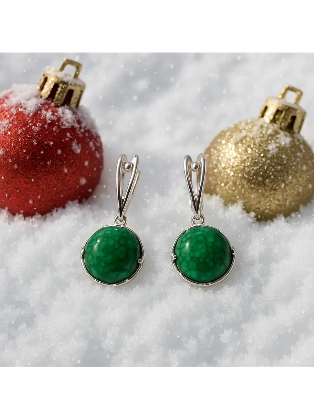 Серьги бижутерные "Малахитовая шкатулка"