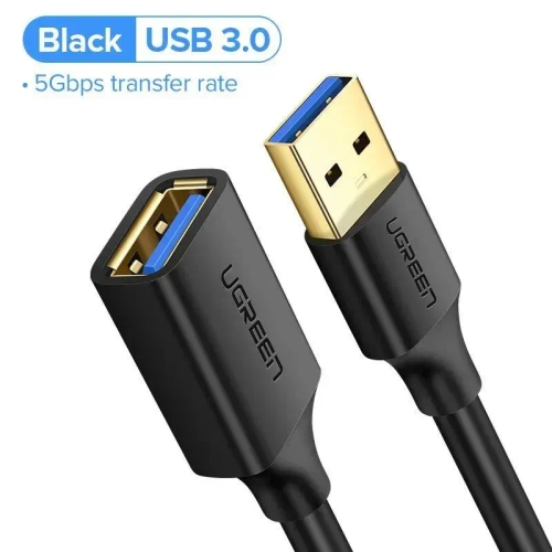 Удлинитель кабеля USB 3.0 Ugreen US129 30127 USB-A 3.0(M) to USB-A 3.0(F) 3 м, преимум качество, черный