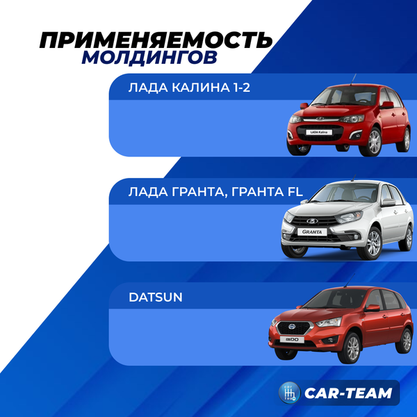 Молдинги дверей на Лада Гранта / Калина 1, 2 / Датсун - не окрашенные