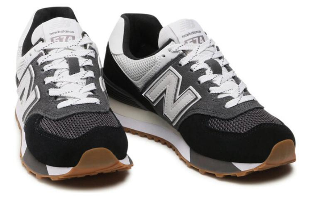 New Balance NB 574 retro mesh leather shock absorption, non-slip, wear-resistant, breathable, lightweight, low-cut casual running shoes, women's black and white