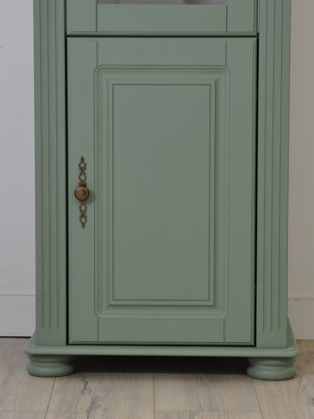 Шкаф витрина, 54х42х195, Susanna, сервант для посуды, стеклянная, буфет, деревянная, зеленый, MAKOSA