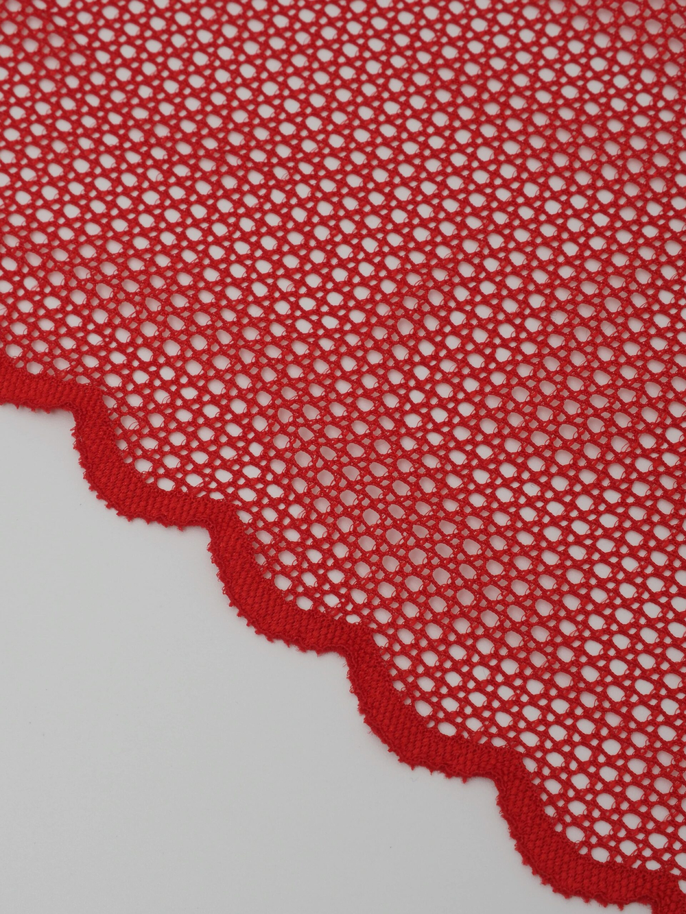 Эластичное кружево красное крупная ячейка ширина 22 см