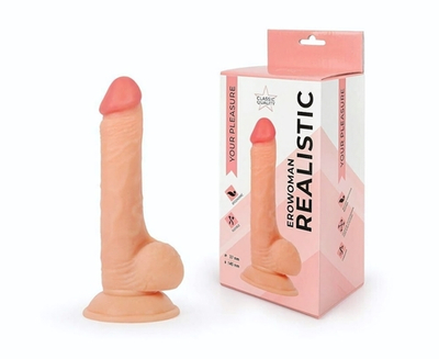 Фаллоимитатор с мошонкой на присоске реалистичный телесный 14,5 см