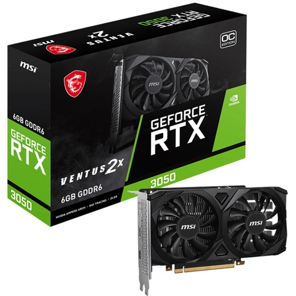 Видеокарта MSI GeForce RTX 3050 VENTUS 2X OC 6GB (RTX 3050 VENTUS 2X 6G OC)