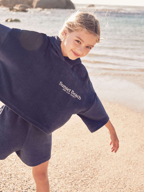 Толстовка с капюшоном и шорты в комплекте для девочки Next AB7-023, Темно-синий