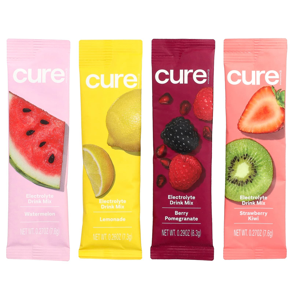 Cure Hydration, Смесь для приготовления напитков с электролитами, набор с различными добавками, 8 пакетиков, 62 г (2 унции)