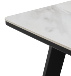 Стол ТИК ТАК 90  Белый мрамор активный, керамика / Черный каркас М-City