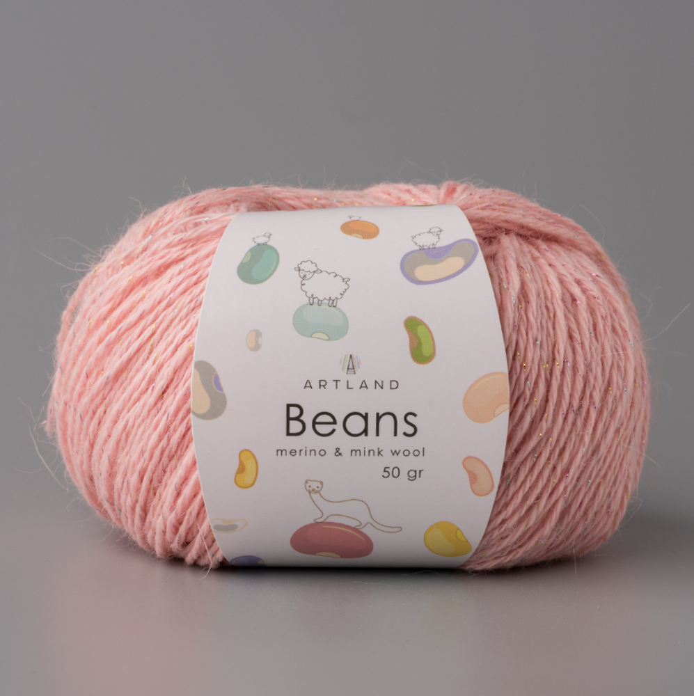 Пряжа &quot;Beans&quot;, 5% шёлк, 20% мериносовая шерсть, 30% нейлон, 45% норка, 50гр-240м, (1уп=5шт), розово-персиковый