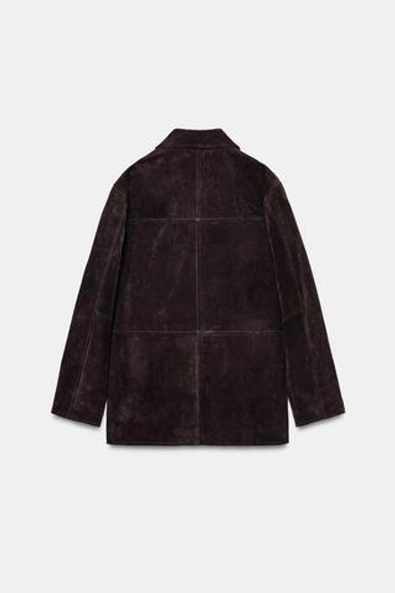 ZARA КУРТКА ИЗ 100% ЗАМШИ, КОРИЧНЕВЫЙ