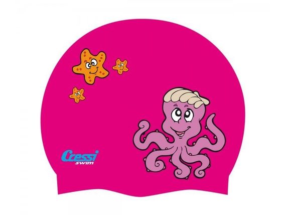 Шапочка Cressi CAP JR детская силиконовая, цвета в ассортименте с картинками (розовая)