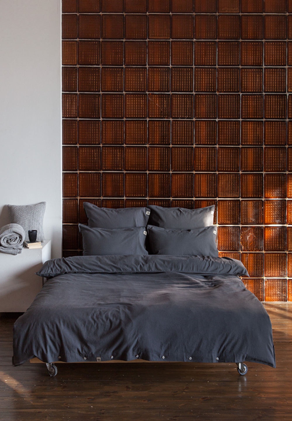 Постельное белье 2 спальное евро Luxberry коллекция Лен и Хлопок графитовое