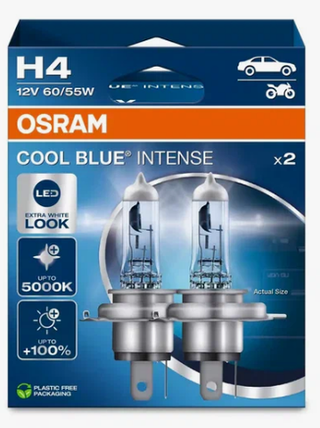 Автолампа H4 12V 60/55W P43t Osram  +100% 5000К COOL BLUE intens (64193CBN-2HB) картон к-т ORIG