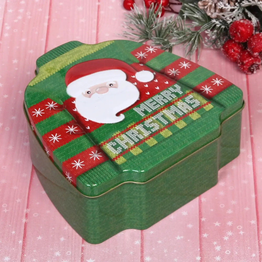 Банка жестяная 16,5*16,5*3,7см «Свитерок» Дед Мороз