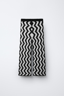 ZARA ВЯЗАНЫЕ БРЮКИ, ЭКРЮ/ЧЕРНЫЙ