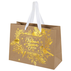 Сумка Крафт 27*20*11см  Shiny Kraft  фольга, ассорти 1шт