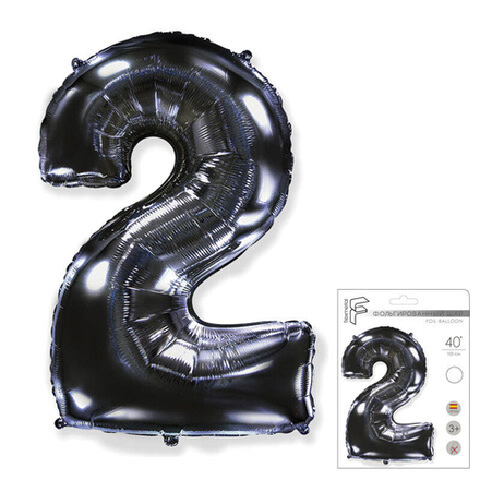 Цифра "2" чёрный Fm в упаковке