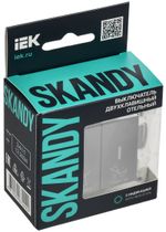 SKANDY Выключатель 2-клавишный с индикацией для отелей 10А SK-V16Gr серый IEK