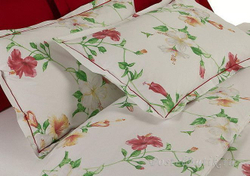 Постельное белье 2 спальное евро Mirabello Hibiscus белое с красными цветами