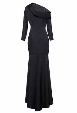 Платье шелковое силуэт «рыбка» черное 21-03-22 SS