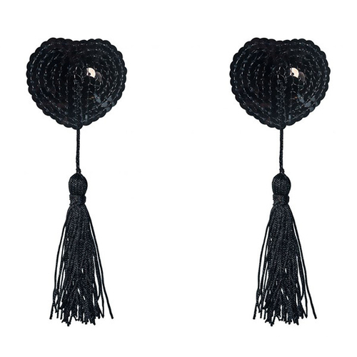 Черные пэстисы-сердечки с кисточками Lola Pasties Burlesque Gipsy Black 3634-05lola