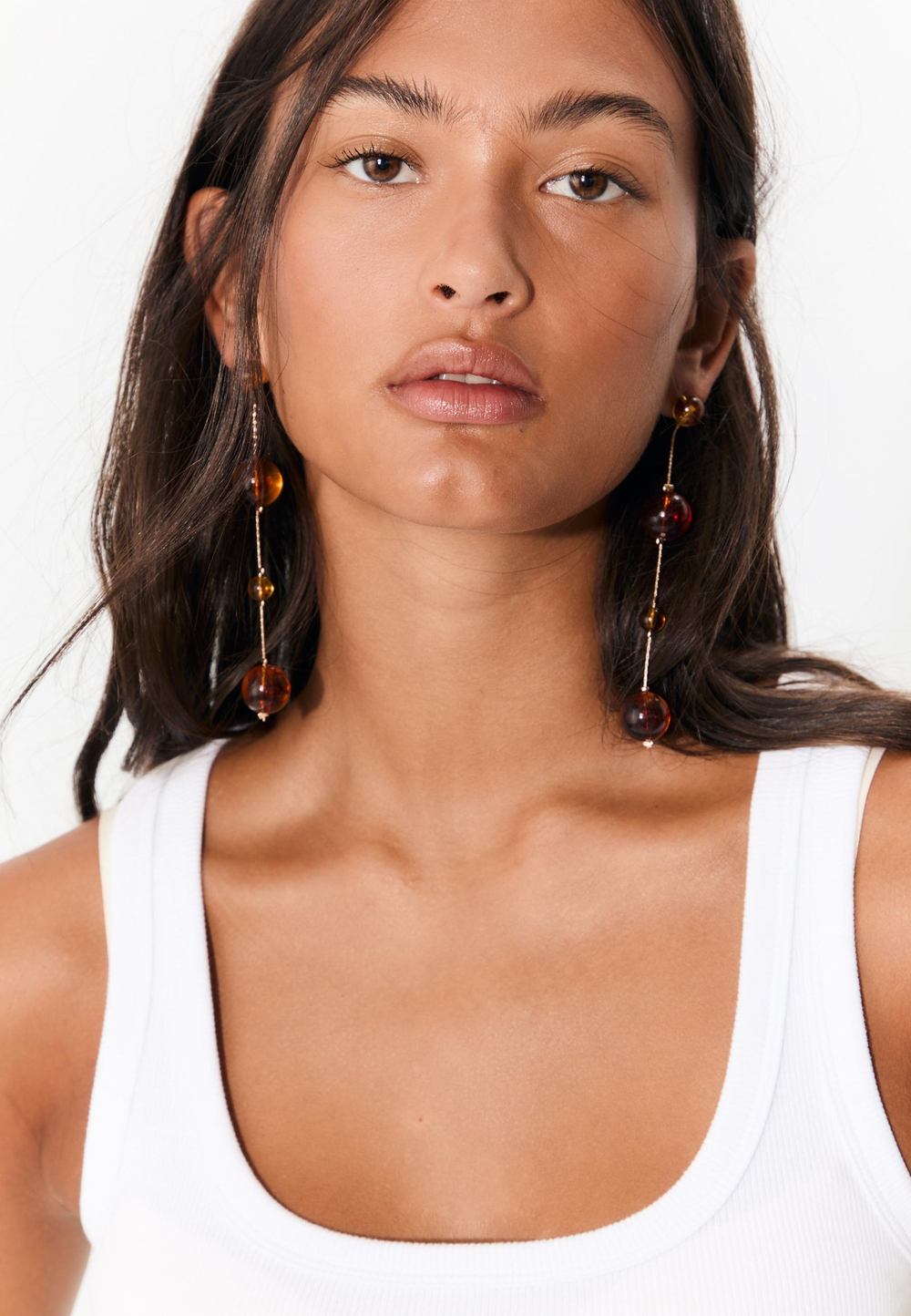 STRADIVARIUS Серьги-подвески в форме шара, горчичный