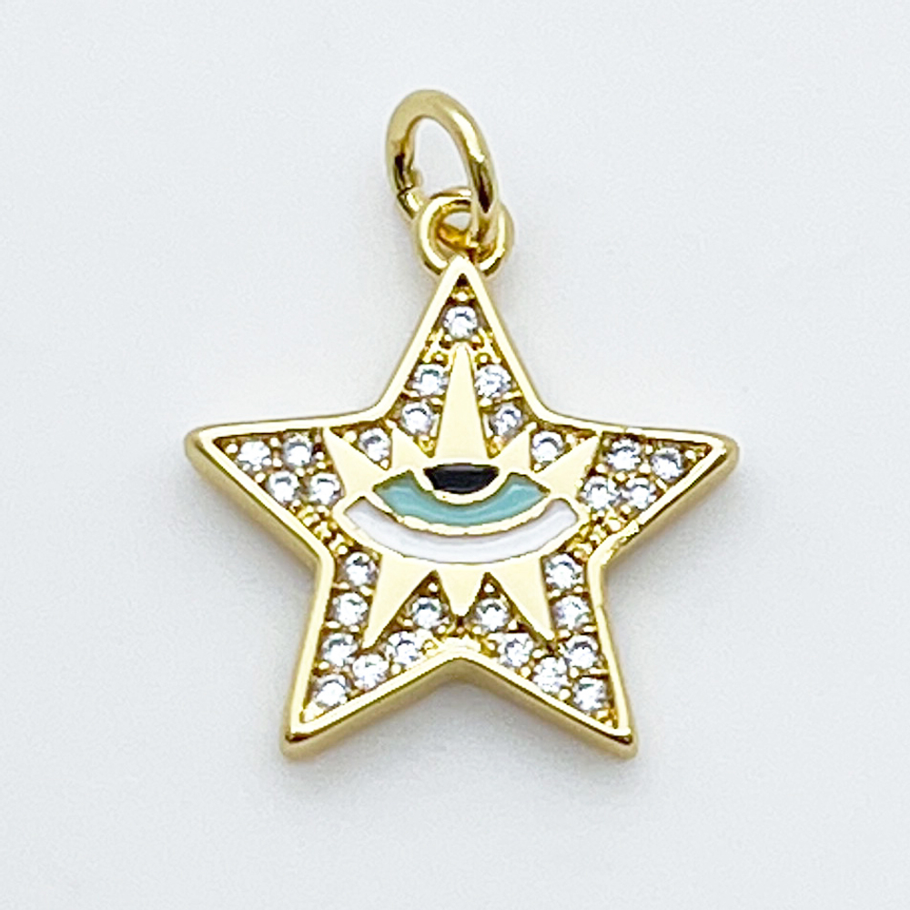 Подвеска Звезда, позолота, фианиты, размер 18*17 мм, цена за 1 шт