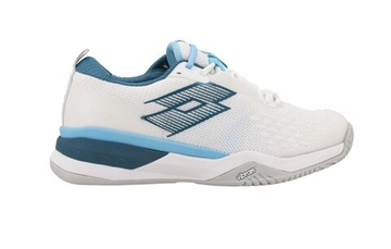 Мужские теннисные кроссовки Lotto Raptor Hyperpulse 100 III SPD - all white/mallard blue/clear sky
