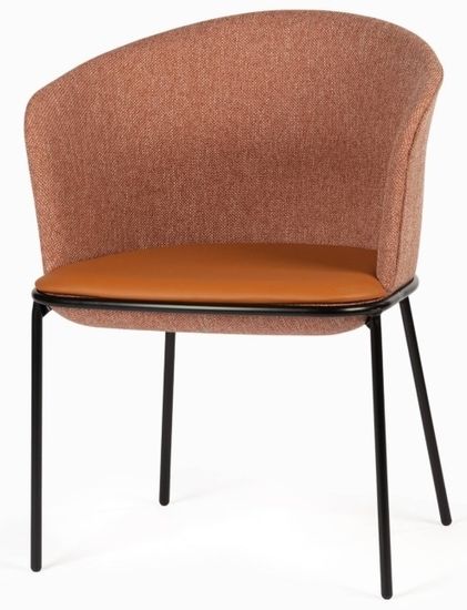 Стул Embrace с подлокотниками терракотовая ткань и коричневая экокожа