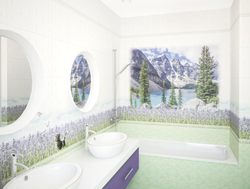 Панель ПВХ фотопечать 3D Panda Лаванда 2700х250 мм