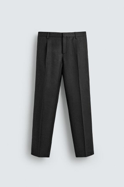 ZARA X AARON LEVINE БРЮКИ ИЗ 100% ШЕРСТИ ТВИНЛ, ТЕМНО-СЕРЫЙ