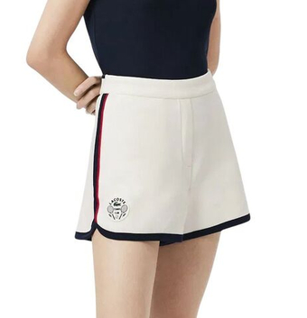 Женские Шорты теннисные Lacoste Tennis Heritage Stretch Pique - white/navy blue