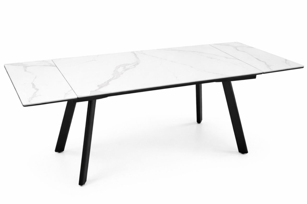 Стол из керамогранита 140 (+30) (+30) цвет Gloria White matt