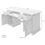 Письменный стол Клаудиа с ящиками тумбой из массива сосны, белый