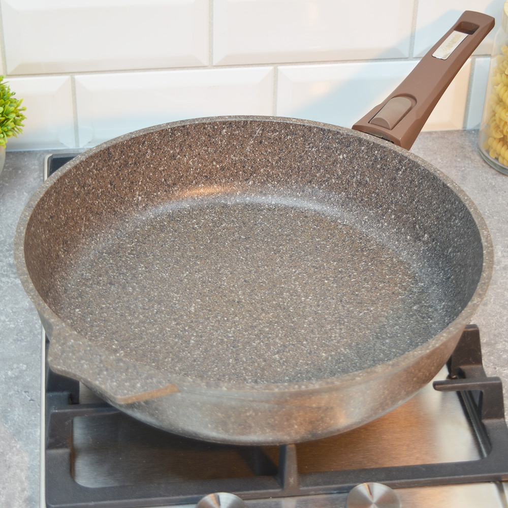 Сковорода 30см Premium mokko со съемной ручкой и стеклянной крышкой