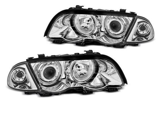 Передние фары Angel Eyes для BMW 3 E46 Limousine / Touring (98-01) Chrome