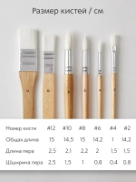 Набор кистей для рисования синтетика (кисточки: круглая, плоская широкая, овальная) 6 шт., дерево лак