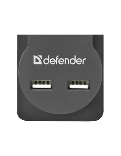 Defender Фильтр DFS 753 3.0 м, 5 розеток, 2xUSB, 2.1A (99753)