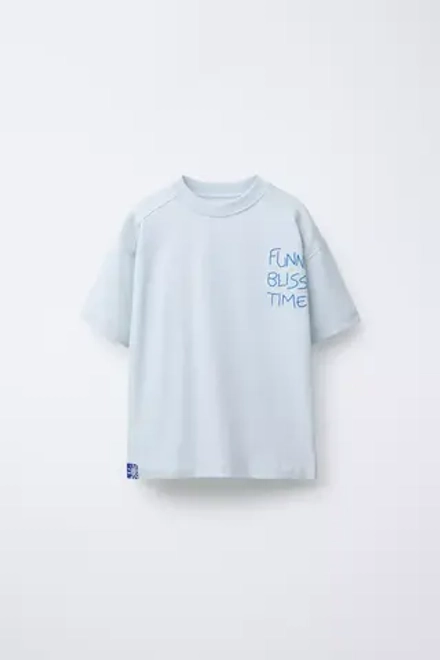 ZARA ФУТБОЛКА С НАДПИСЬЮ, НЕБЕСНО-ГОЛУБОЙ