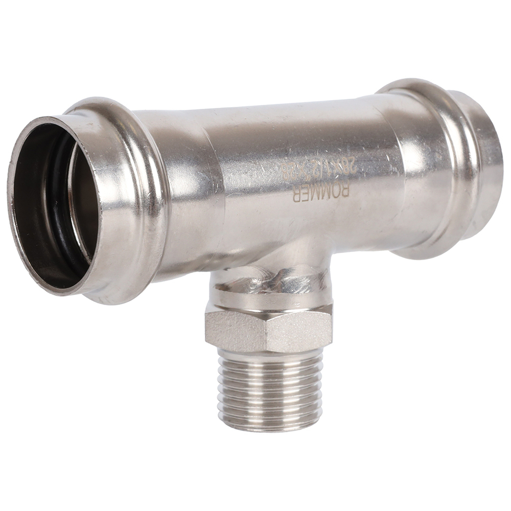 ROMMER Тройник с НР 28x1/2" из нержавеющей стали прессовой