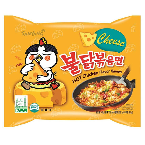 Лапша быстрого приготовления Samyang Hot Chicken Flavor Ramen Cheese острая со вкусом курицы и сыра, 140 г (Корея)