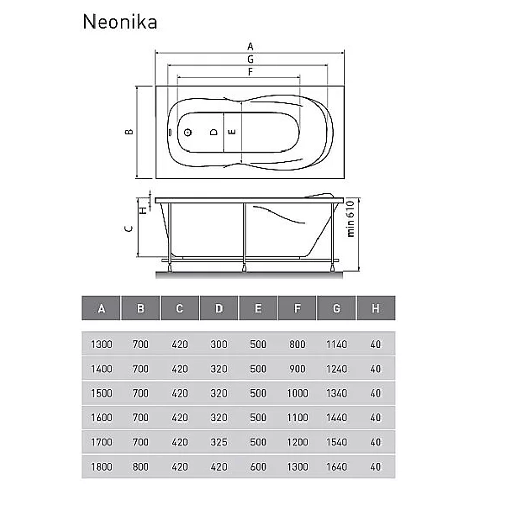 Ванна акриловая Relisan Neonika Гл000000976 180x80 белая