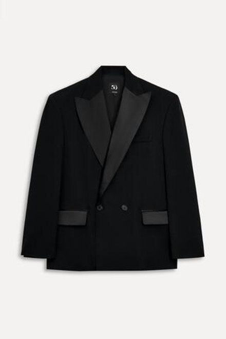 ZARA КОМБИНИРОВАННЫЙ ДВУБОРТНЫЙ БЛЕЙЗЕР — 50TH ANNIVERSARY, ЧЕРНЫЙ