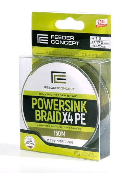 Леска плетёная Feeder Concept POWERSINK Dark Brown 150 мм, 0.17 мм