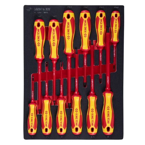 KING TONY (9-30612MRV) Набор отверток диэлектрических, ложемент, 12 предметов