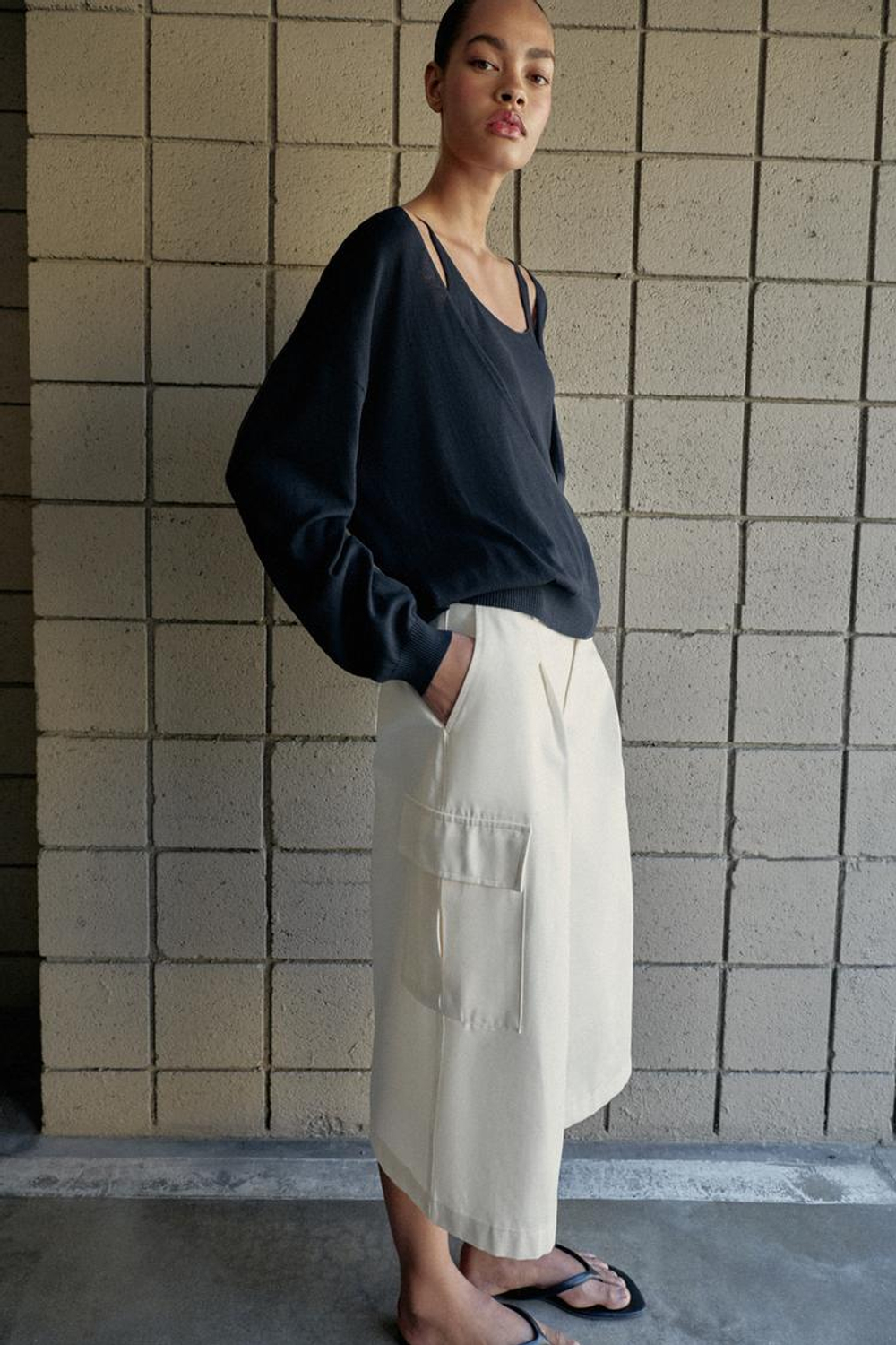 ZARA ДВУСЛОЙНЫЙ ДЖЕМПЕР, МОРСКОЙ СИНИЙ