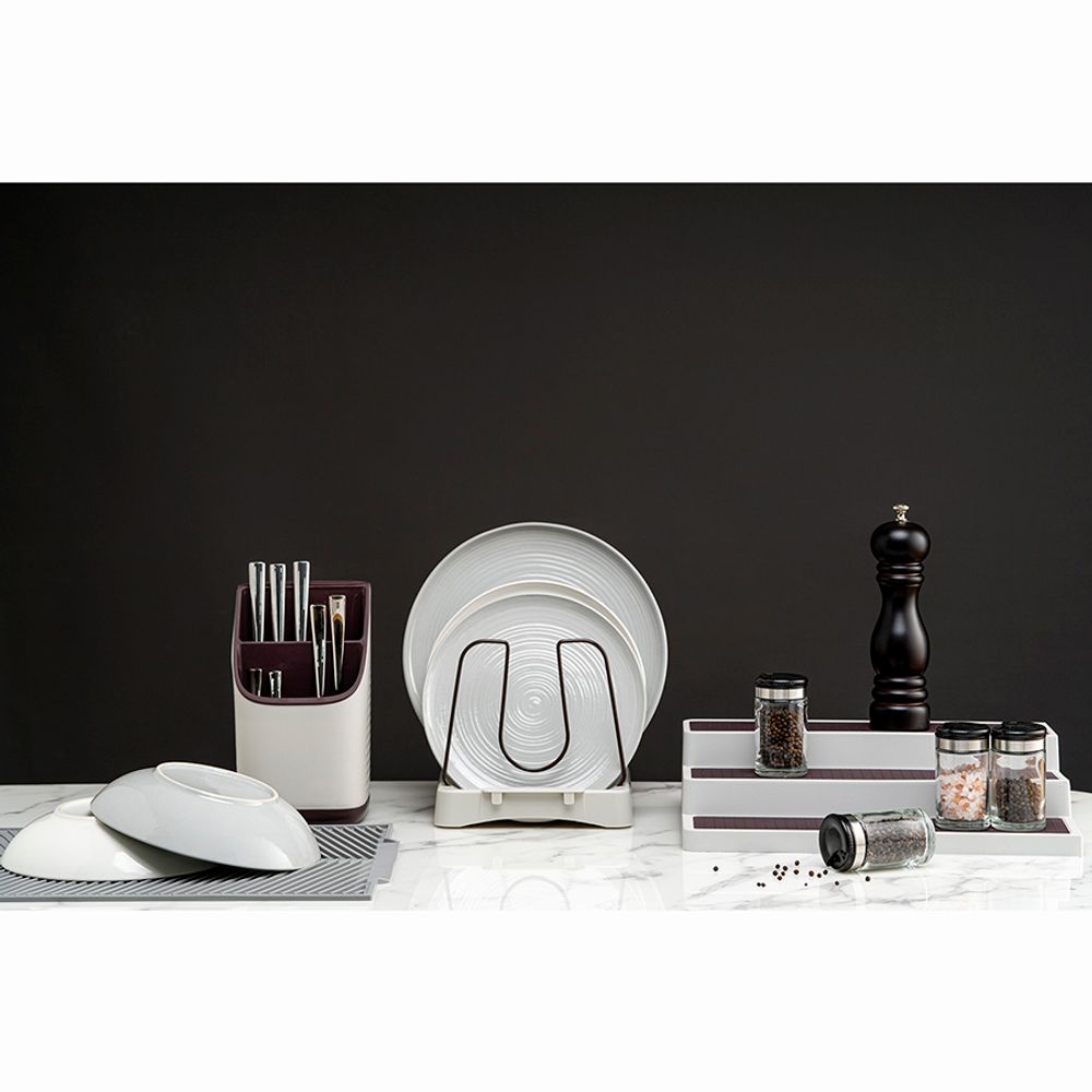 Органайзер для посуды Ronja, 26,8х20,5 см, светло-серый/темно-сливовый