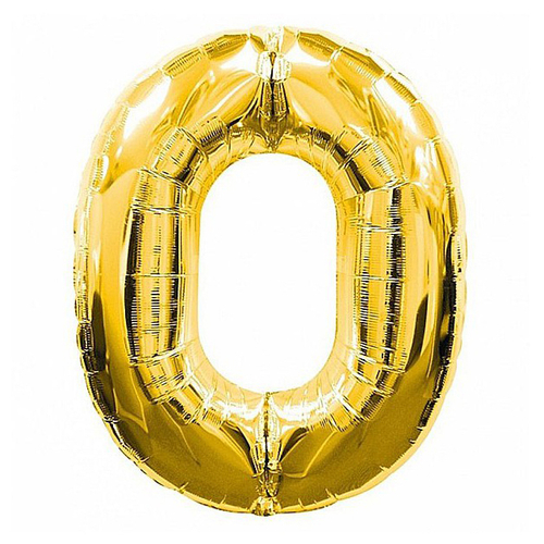 Шар фольгированный Цифра "0" золото с гелием